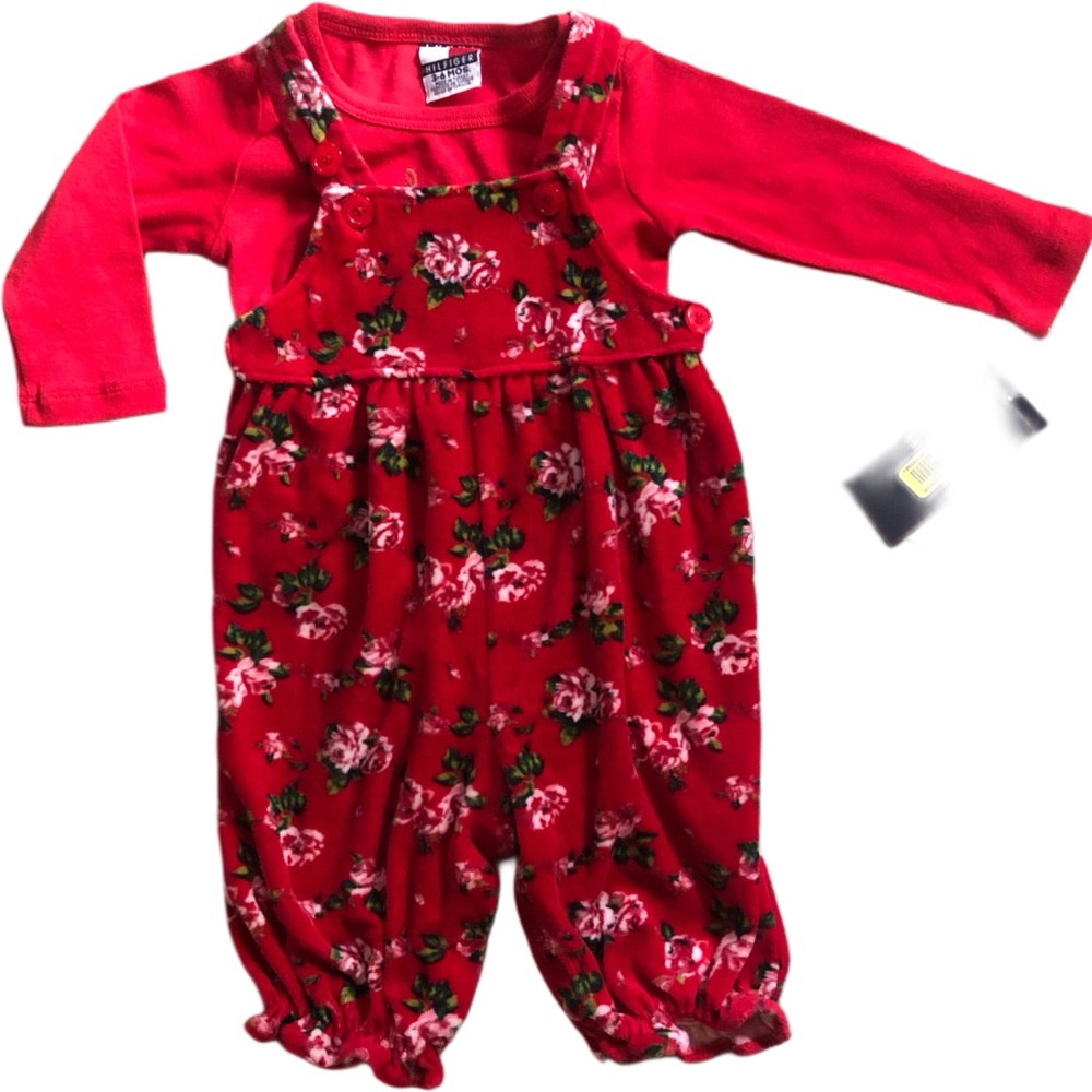 Tommy Hilfiger Red Jersey & Floral Jumper Sz 3-6 Mo.